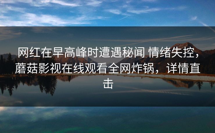 网红在早高峰时遭遇秘闻 情绪失控，蘑菇影视在线观看全网炸锅，详情直击
