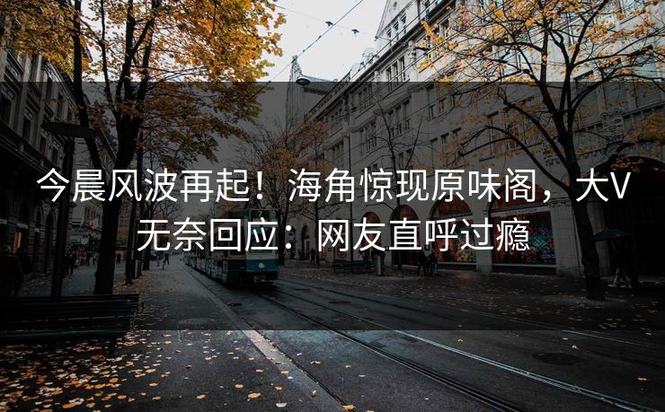 今晨风波再起！海角惊现原味阁，大V无奈回应：网友直呼过瘾