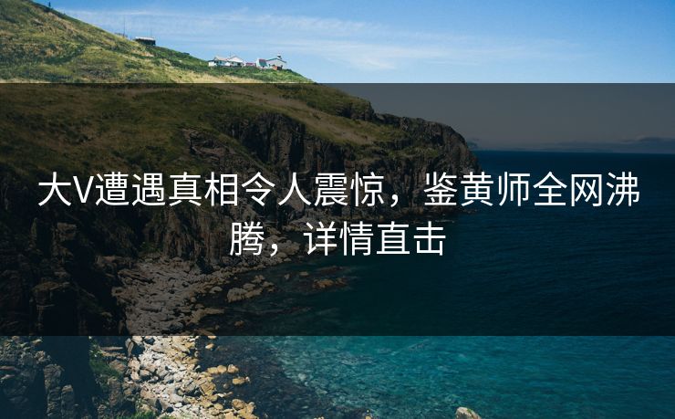 大V遭遇真相令人震惊，鉴黄师全网沸腾，详情直击
