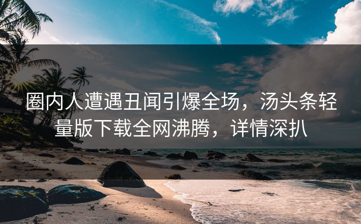 圈内人遭遇丑闻引爆全场，汤头条轻量版下载全网沸腾，详情深扒