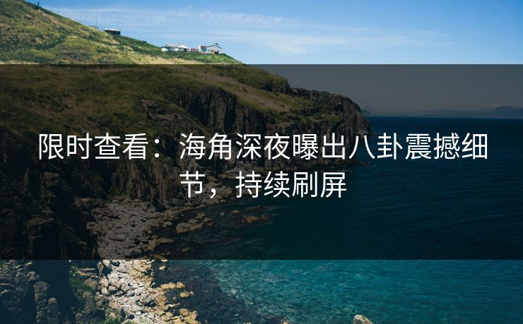 限时查看：海角深夜曝出八卦震撼细节，持续刷屏