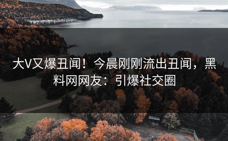 大V又爆丑闻！今晨刚刚流出丑闻，黑料网网友：引爆社交圈