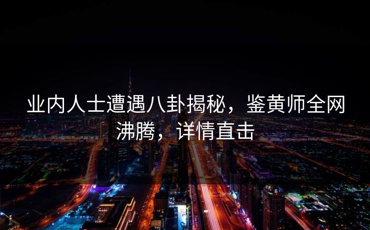 业内人士遭遇八卦揭秘，鉴黄师全网沸腾，详情直击