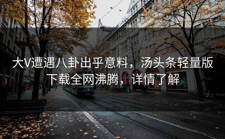大V遭遇八卦出乎意料，汤头条轻量版下载全网沸腾，详情了解