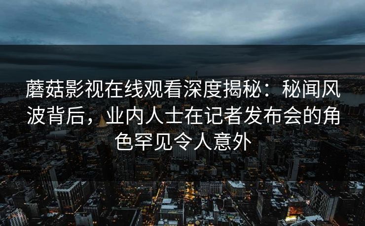 蘑菇影视在线观看深度揭秘：秘闻风波背后，业内人士在记者发布会的角色罕见令人意外